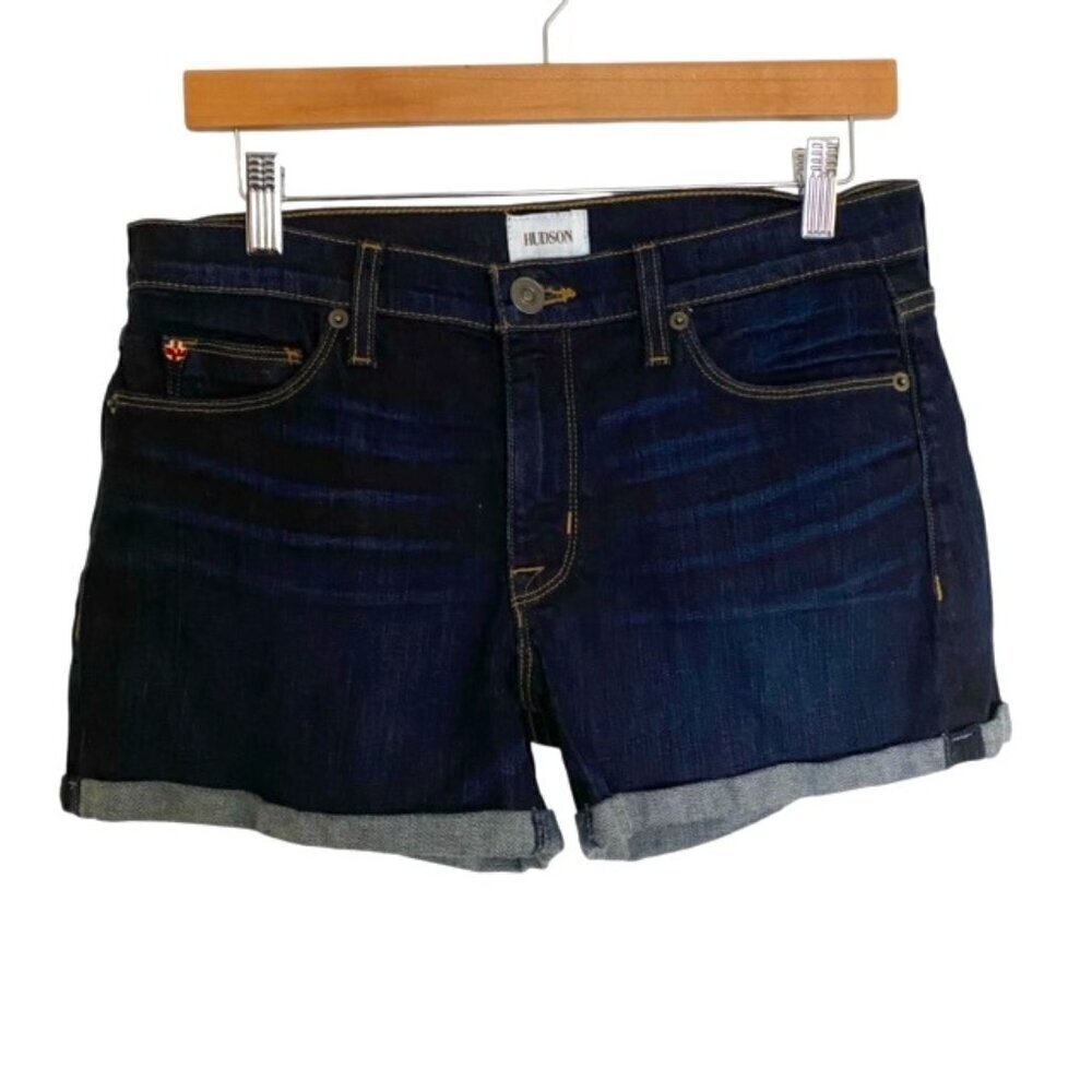 Hudson Asha Mid Rise Cuffed Jean Shorts 27